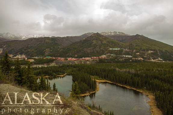 Looking out above Horseshoe Lake across the Nenana River at Denali Village.