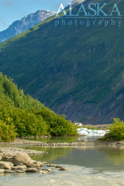 Looking at the headwaters of Valdez Glacier Stream.