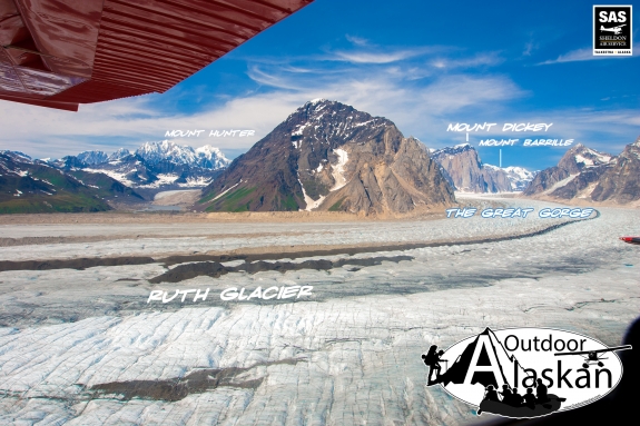 Above Ruth Glacier looking northwest.