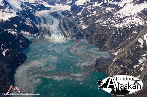 Gilman Glacier (left) meets up with Johns Hopkins Glacier at the head of Johns Hopkins Inlet.