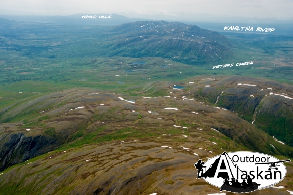 Looking southwest down Peters Hills, and across the Kahiltna River with Yenlo Hills in the distance.