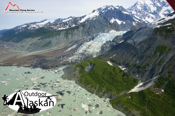 Looking out at the end of Desolation Glacier and Mount Fairweather (the really big one) in the background. Taken July 2009.