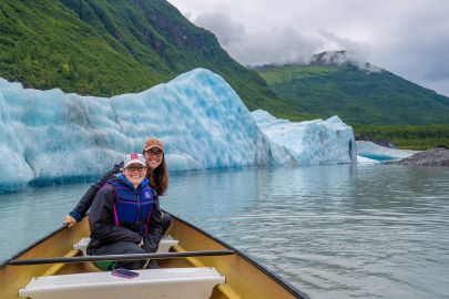 Friends out exploring around Valdez Glacier, a nice relaxing tour.