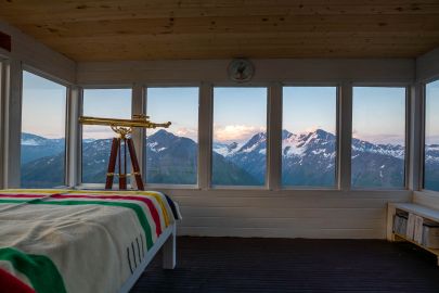 Inside Glacier Lookout.