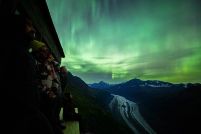 Catching the northern lights at Glacier Lookout.