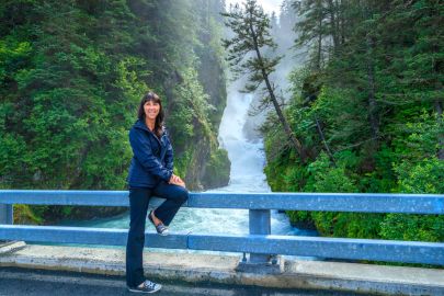 We stop at Solomon Gulch to look at the waterfall, watch salmon, sea lions, and possible bear viewing on the tour.