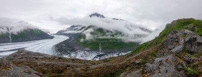 Looking over the Valdez Glacier and ice dam.