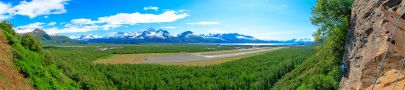 Views up and down the Lowe River Valley and over Valdez and Port Valdez while climbing.