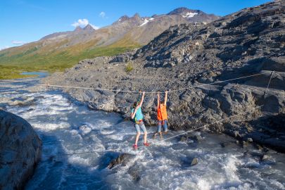 Kids love crossing the traverse on the Worthington Trek tour.