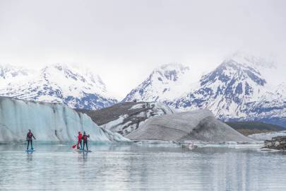 Early season around the icebergs on the SUP tour.