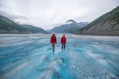 Walking down Valdez Glacier.