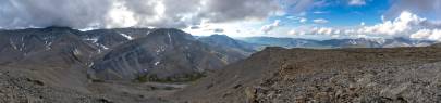 Looking across to the glaciers and along the top of the peak