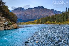 Looking down Browns Creek as it flows out of the canyon and into the Lowe River Valley.