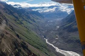 Looking up what remains of the Chitistone Glacier terminus.