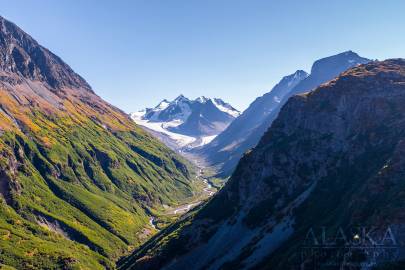 Looking south towards Cleave Creek Glacier along the west face of Mount Billy Mitchell.