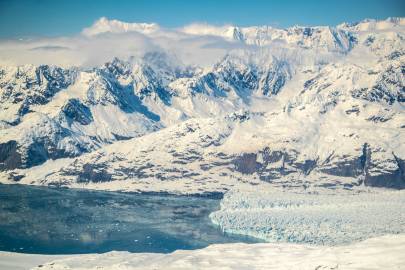 Looking west across the face of Columbia Glacier. April 2, 2023.