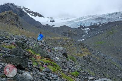 DOT/Loveland Glacier Trail looking at the face of DOT/Loveland Glacier.