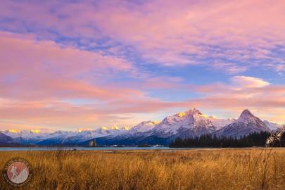 An autumn sunset at Duck Flats, Valdez, Alaska.