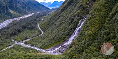 Horsetail Creek as it runs into Mineral Creek behind Valdez.