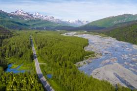 Looking up Richardson Highway and Lowe River.