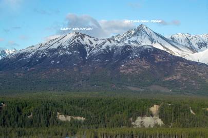 Lazy Mountain and Matanuska Peak from across the Matanuska River.