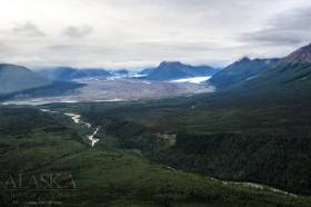 Looking down McCarthy Creek and up Kennicott Glacier and the surrounding area.