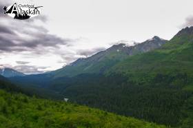 Looking up Kelsall River and at Mount Ashmun.