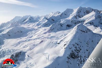 Looking at the icefalls on the south side of Mount Hawkins. Summit not pictured.