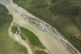 Looking down on Nabesna River just north of Hill Point.