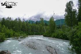 Looking up Nataga Creek as it merges with Kelsall River.