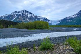 Looking out at Exit Glacier from Resurrection River.