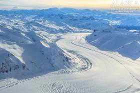 Looking down Rohn Glacier.