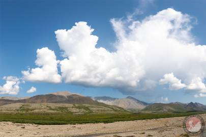 Looking at the north side of the Shublik Mountains from Cache Creek.