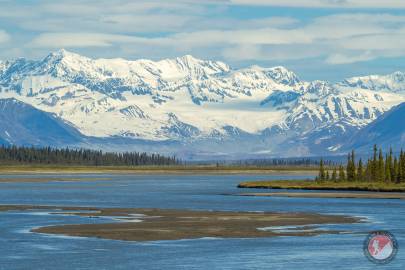 Looking up the Susitna River from the Denali Highway bridge.