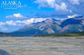 Toklat River running north out of Denali National Park and Preserve, with Cabin Peak running up to the right.