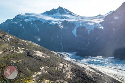 Looking west. The southeast lobe of Tsina Glacier just down from where Trap Lake used to be.