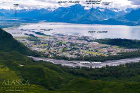 Looking out over Valdez and across Port Valdez.