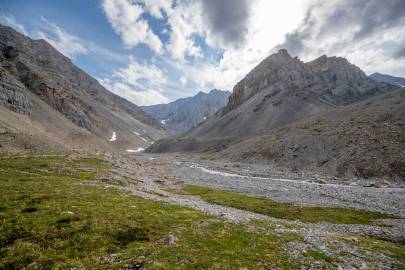 The upper short valley looking back at Sister rock glacier