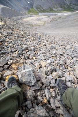 My feet to illustrate how steep it was.