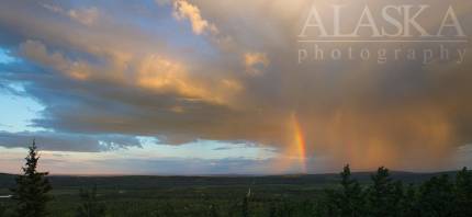 A double rainbow in Goldstream Valley behind Fairbanks.