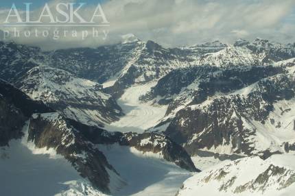 Looking up at the head of Kanikula Glacier.