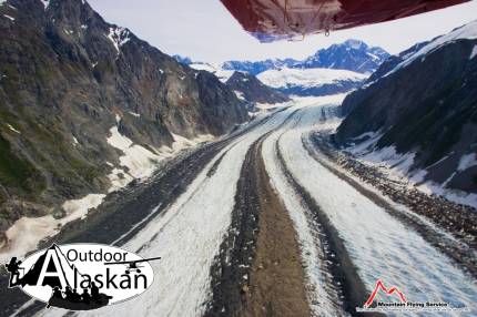 Looking up Lituya Glacier at Mount Wilbur, with Mount Orville lurking behind it. Taken July 2009.