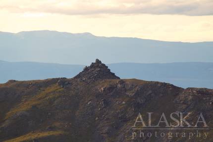 A weird rock formation on the east ridge of Mount Margaret.