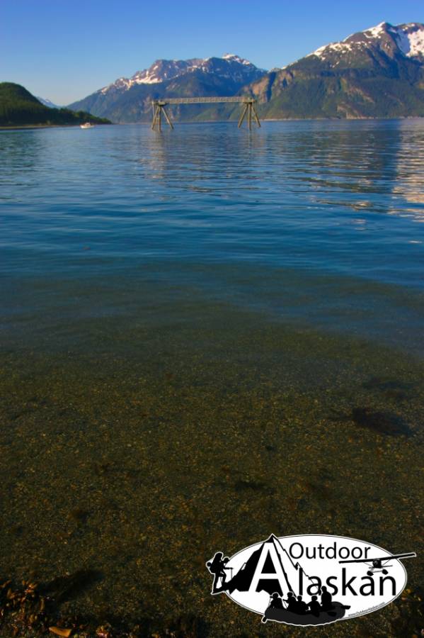 Port Chilkoot has a wide gravel beach around the cruise ship dock.