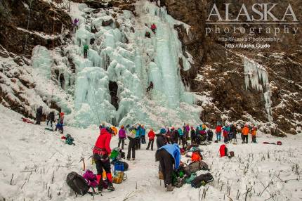 The She Jumps clinic at POS during the 2016 Valdez Ice Climbing Festival.